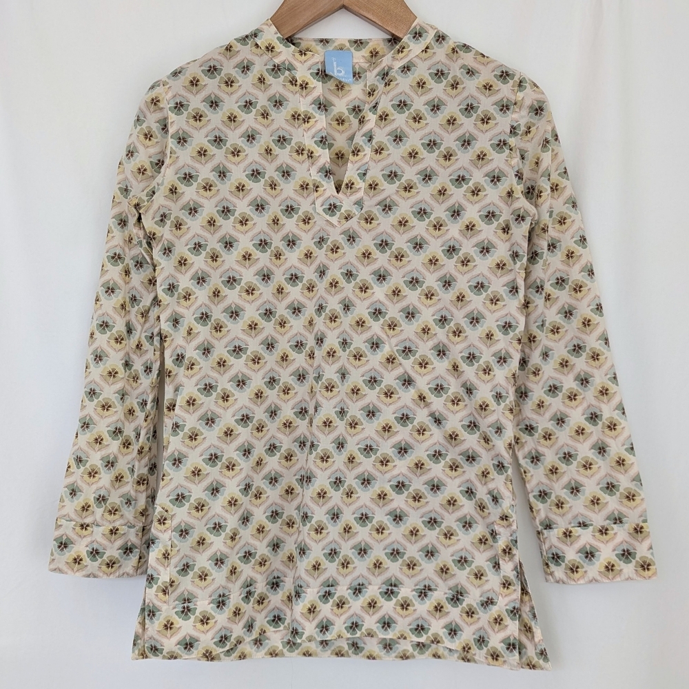 bella bliss Cream and Brown Floral Tunic
